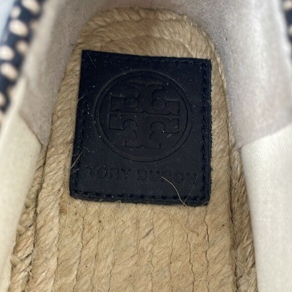 Tory Burch Lonnie Black leather and woven canvas Espadrille Flats - Picture 7 of 11